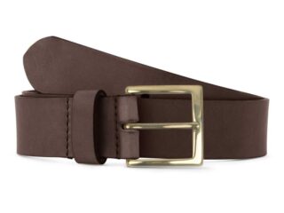 La Guêpe - Ceinture cuir marron foncé, boucle carrée, classique, en laiton  35mm  4124 Choisir
