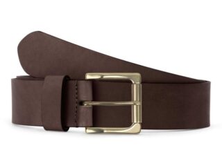 La Guêpe - Ceinture cuir marron foncé, boucle carrée, classique, en laiton  40mm  4127 Choisir