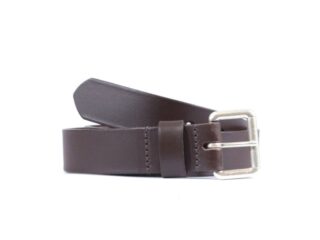 La Guêpe - Ceinture cuir marron foncé boucle compacte acier vieilli 4055 120 cm