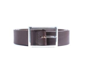 La Guêpe - Ceinture cuir marron foncé, boucle double finement striée 4036 Choisir