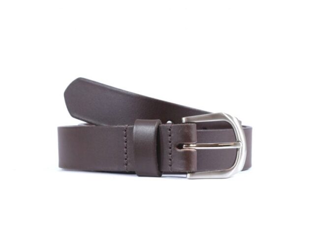 La Guêpe - Ceinture cuir marron foncé boucle légèrement arrondie 4052 120 cm