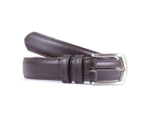 La Guêpe - Ceinture cuir marron foncé, boucle metal arrondie 6053  120 cm