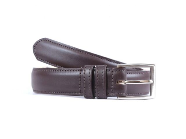 La Guêpe - Ceinture cuir marron foncé, boucle rectangle finition chrome 6051 120 cm