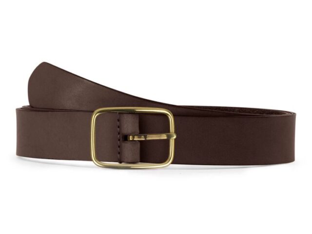 La Guêpe - Ceinture cuir marron foncé, boucle rectangulaire, classique, en laiton – 30mm – 4130 Choisir