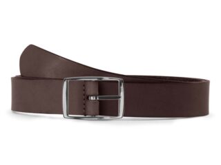 Ceinture cuir marron foncé, boucle rectangulaire, moderne, argentée – 30mm – 4119 Choisir par la marque La Guêpe La Guêpe - Ceinture cuir marron foncé, boucle rectangulaire, moderne, argentée – 30mm – 4119 Choisir