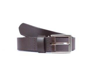 La Guêpe - Ceinture cuir marron foncé boucle rectangulaire très sobre 4051 120 cm