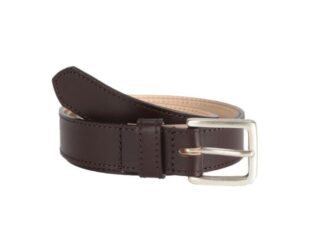 La Guêpe - Ceinture cuir marron foncé doublé, boucle finition acier vieilli rectangulaire 5054 Choisir