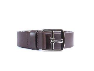 La Guêpe - Ceinture cuir marron foncé, superbe boucle laiton massif 4035 Choisir