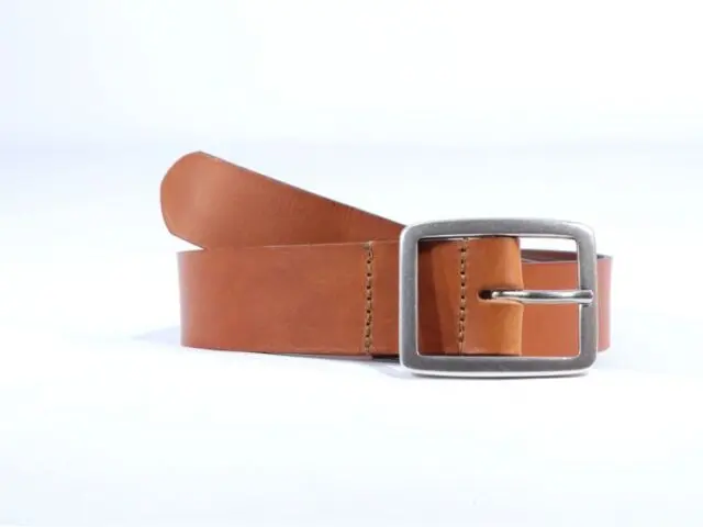 La Guêpe - Ceinture cuir marron gold, boucle double finition satinée 4034 Choisir