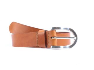 La Guêpe - Ceinture cuir marron gold, boucle fer à cheval 4029 120 cm