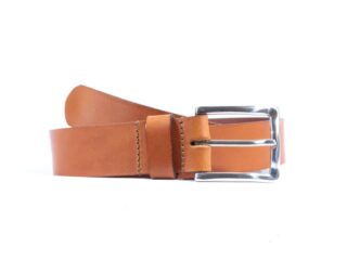 La Guêpe - Ceinture cuir marron Gold, boucle rectangle acier poli 4032 75 cm