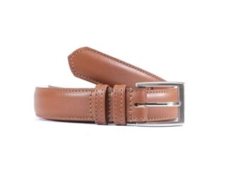 La Guêpe - Ceinture cuir marron gold, boucle rectangle finition chrome 6051 120 cm