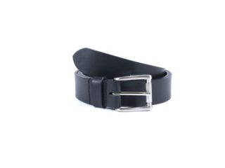 La Guêpe - Ceinture cuir noir, boucle massive satinée poli 4040 120 cm