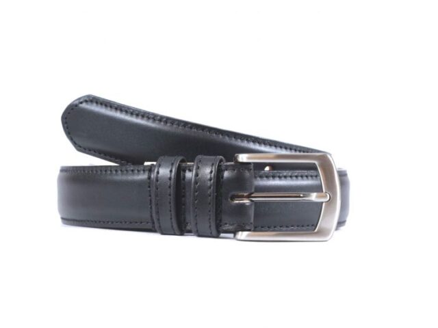 La Guêpe - Ceinture cuir noir, boucle metal arrondie 6053  120 cm