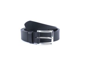 La Guêpe - Ceinture cuir noir, boucle rectangle acier poli 4032 120 cm