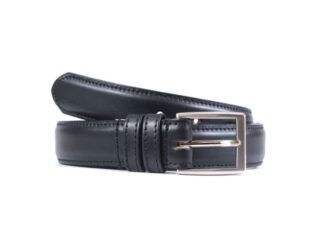 La Guêpe - Ceinture cuir noir, boucle rectangle finition chrome 6051 120 cm