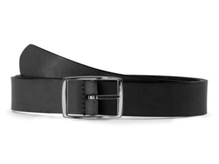 La Guêpe - Ceinture cuir noir, boucle rectangulaire, moderne, argentée  30mm  4119 Choisir