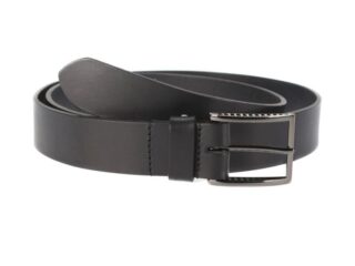 La Guêpe - Ceinture cuir noir, boucle style moderne acier anthracite 4050 120 cm