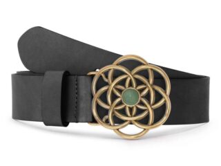 Ceinture cuir noir, boucle vintage, dorée, avec une pierre verte – 40mm – 4116 Choisir par la marque La Guêpe La Guêpe - Ceinture cuir noir, boucle vintage, dorée, avec une pierre verte – 40mm – 4116 Choisir