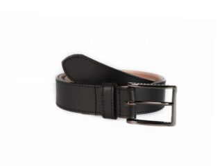 La Guêpe - Ceinture cuir noir doublé, boucle style moderne acier anthracite 5050 Choisir