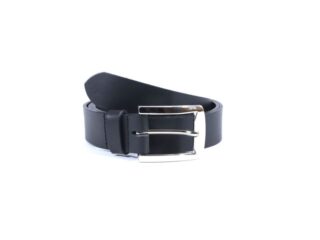 La Guêpe - Ceinture cuir noir, magnifique boucle imposante polie 4045 120 cm