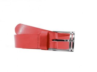 La Guêpe - Ceinture cuir rouge, boucle acier gris, très actuelle 4042 Choisir