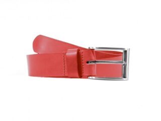 La Guêpe - Ceinture cuir rouge, boucle barres fines et arrondies 4044 Choisir