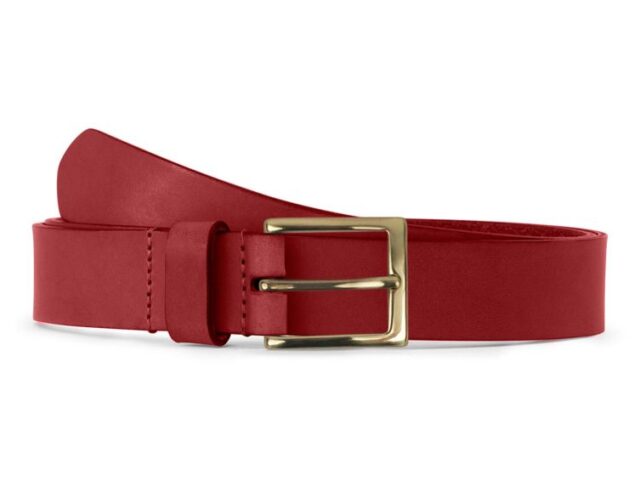 La Guêpe - Ceinture cuir rouge, boucle carrée, classique, en laiton – 30mm – 4125 Choisir