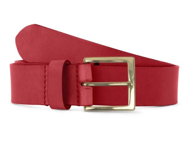 La Guêpe - Ceinture cuir rouge, boucle carrée, classique, en laiton – 35mm – 4124 Choisir