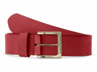 La Guêpe - Ceinture cuir rouge, boucle carrée, classique, en laiton  40mm  4127 Choisir