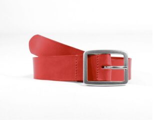 La Guêpe - Ceinture cuir rouge, boucle double finition satinée 4034 Choisir