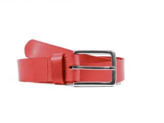 La Guêpe - Ceinture cuir rouge, boucle élégante acier poli 4037 Choisir