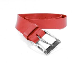 Ceinture cuir rouge, boucle élégante acier poli 4041 120 cm par la marque La Guêpe La Guêpe - Ceinture cuir rouge, boucle élégante acier poli 4041 120 cm