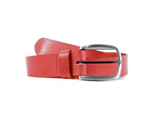 La Guêpe - Ceinture cuir rouge, boucle ogive deux tons 4043 Choisir