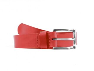 La Guêpe - Ceinture cuir rouge, boucle rectangle acier poli 4032 Choisir
