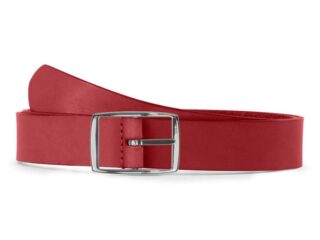 La Guêpe - Ceinture cuir rouge, boucle rectangulaire, moderne, argentée  30mm  4119 Choisir
