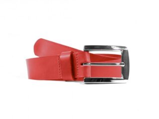 La Guêpe - Ceinture cuir rouge, magnifique boucle imposante polie 4045 Choisir