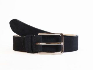 La Guêpe - Ceinture cuir velours bleu nuit, boucle élégante acier poli  2037 Choisir