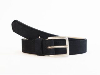 La Guêpe - Ceinture cuir velours bleu nuit doublé, boucle finition acier vieilli rectangulaire  2054 Choisir
