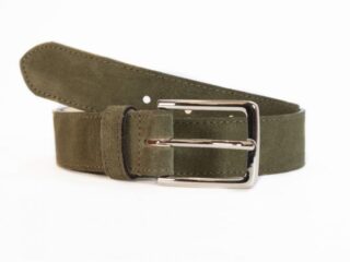 La Guêpe - Ceinture cuir velours vert, boucle élégante acier poli  2037 Choisir