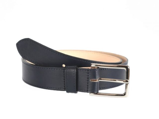 La Guêpe - Ceinture doublée cuir bleu nuit, boucle élégante acier poli 5037 Choisir