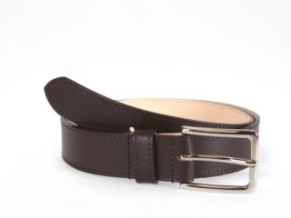 La Guêpe - Ceinture doublée cuir marron foncé, boucle élégante acier poli 5037 Choisir