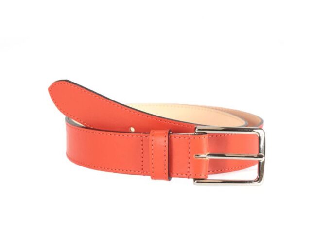 La Guêpe - Ceinture doublée cuir orange, boucle élégante acier poli 5037 Choisir