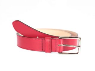 La Guêpe - Ceinture doublée cuir rouge, boucle élégante acier poli 5037 Choisir