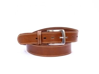 La Guêpe - Ceinture en cuir gold, piqure blanche 8071 LG 120 cm