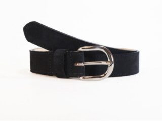 La Guêpe - Ceinture en cuir velours bleu nuit, boucle chromée arrondie – 2089 Choisir