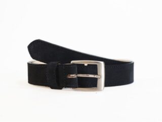 La Guêpe - Ceinture en cuir velours bleu nuit doublé, boucle carré  2088 Choisir