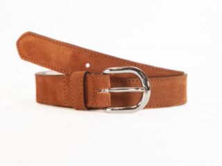 La Guêpe - Ceinture en cuir velours marron gold, boucle chromée arrondie  2089 Choisir