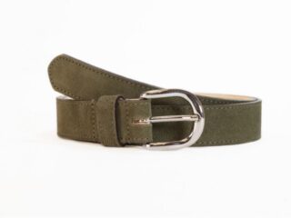La Guêpe - Ceinture en cuir velours vert, boucle chromée arrondie  2089 Choisir