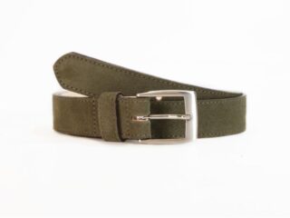 La Guêpe - Ceinture en cuir velours vert doublé, boucle carré  2088 Choisir